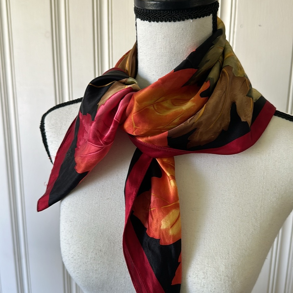 Gorgeous Scarf with Leaves 26” x 26”